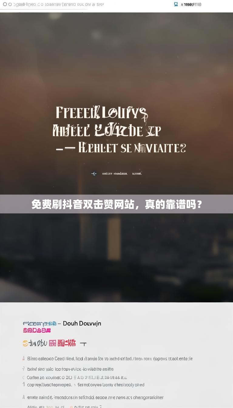 免费刷抖音双击赞网站,真的靠谱吗?